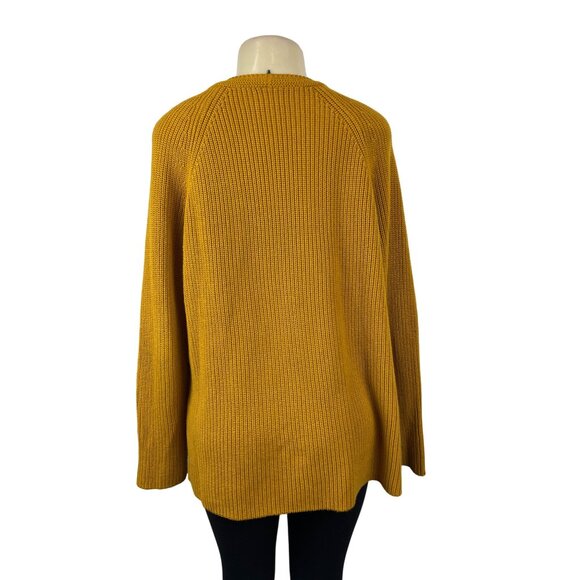 J.Crew Women's Yellow Long Sleeve V- Neck Loose Knitted Sweatshirt Sz L - Picture 3 of 6